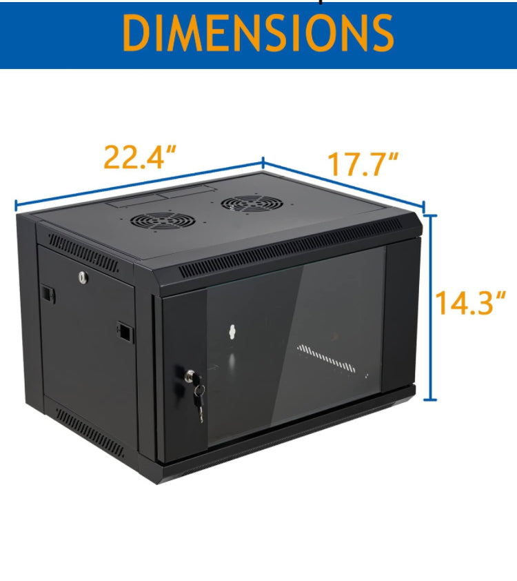 Server Cabinet Network Rack Enclosure Locking Glass Door by Tedgetal