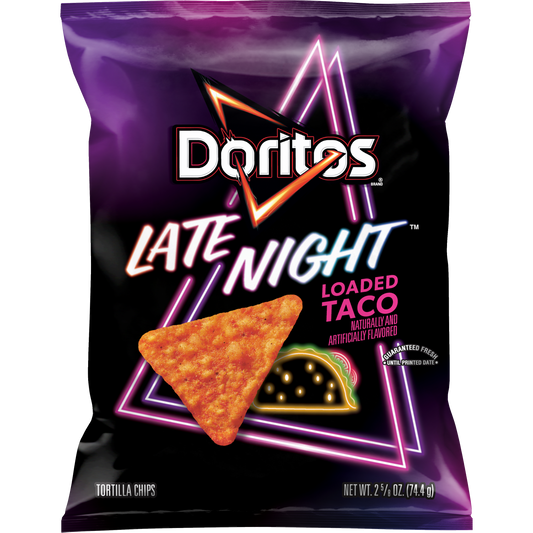 Doritos Tortilla Chips Late Night Loaded Taco Flavored 2 5/8 Oz